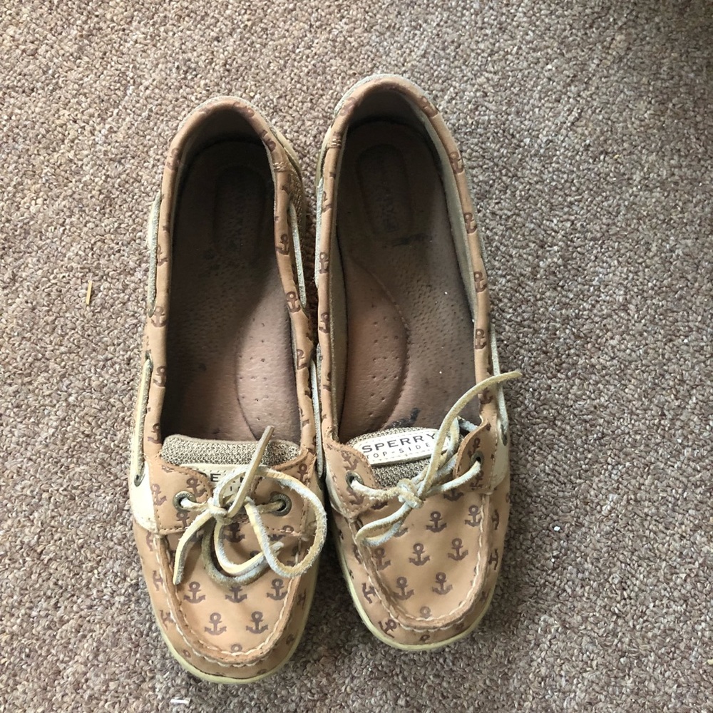 Sperry Top Sider Boat Shoes Anchor Print